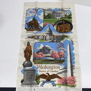 Washington DC Tea Towel Dish Towel Vintage Souvenir White House